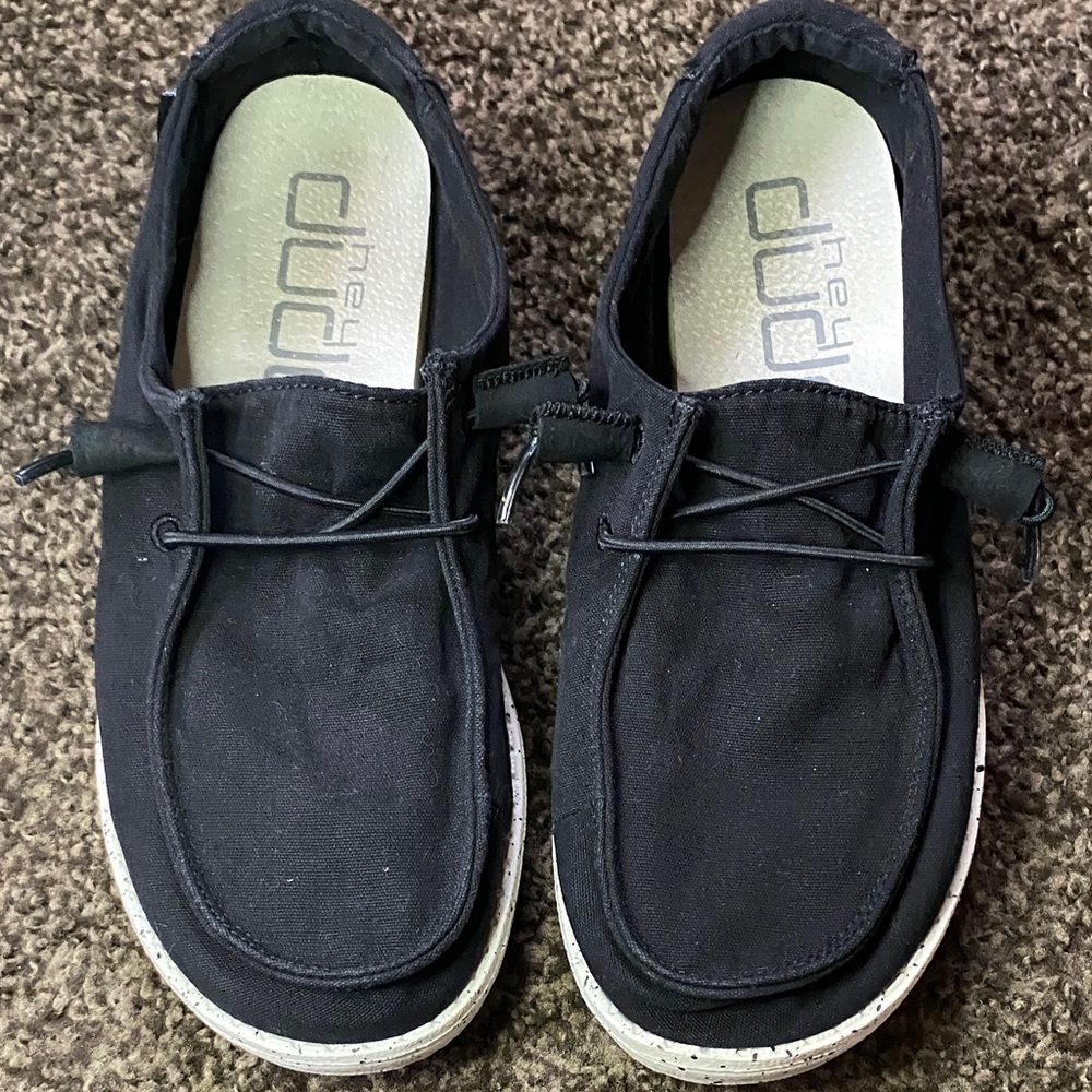 Hey Dude Black Canvas Slip-On Loafers for Men
